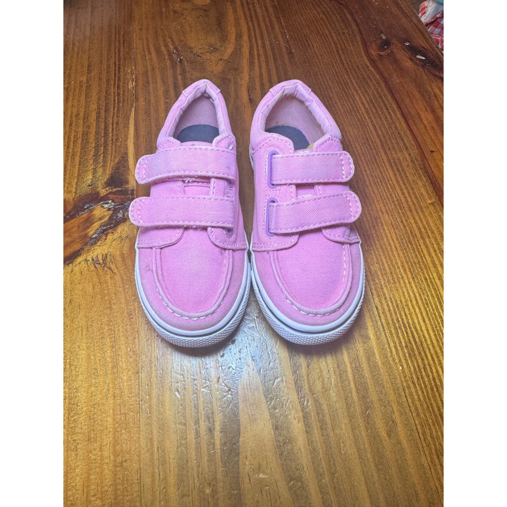 Sperry Top-Sider Hallie H&L Pink Canvas Hook Loop Sneakers Kids 9W CG54376A